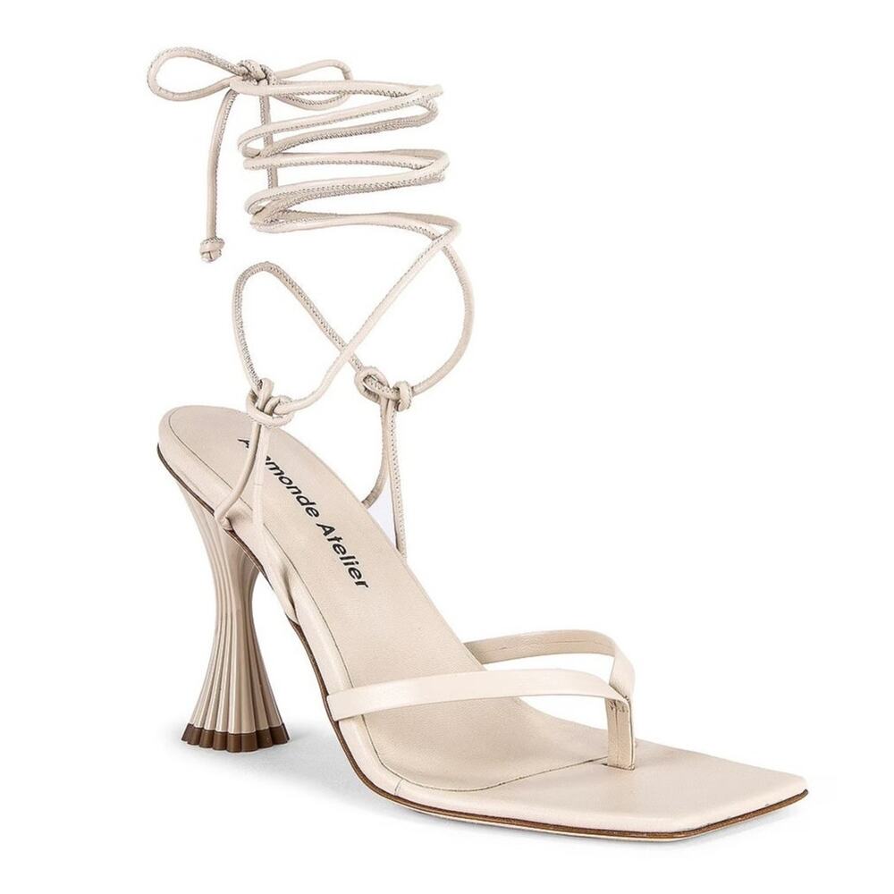 A'mmonde Atelier Anastassia 100 Ankle Tie in Ivory Size 8.5 AMMR-WZ9‎ Revolve